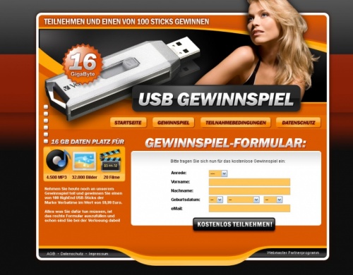 Template für Gewinnspiel USB Stick