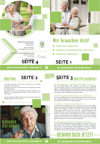 Flyer-Design im Postkartenformat zur Mitarbeitersuche