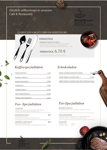 Speisekarten-Design für Cafe & Restaurant