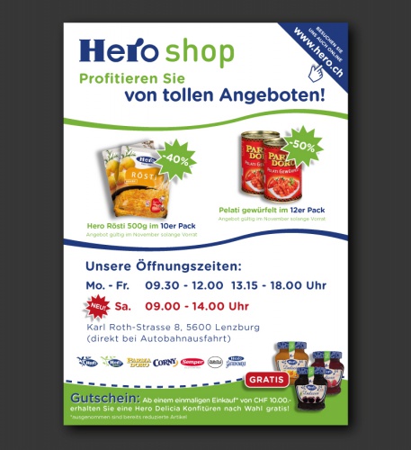 Flyer (A4) für Fabrikladen (Lebensmittel)