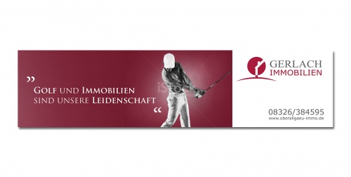 Werbetafel Immobilienmakler am Golfclub