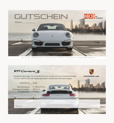  Gutschein-Design für Porsche 911 Verleih