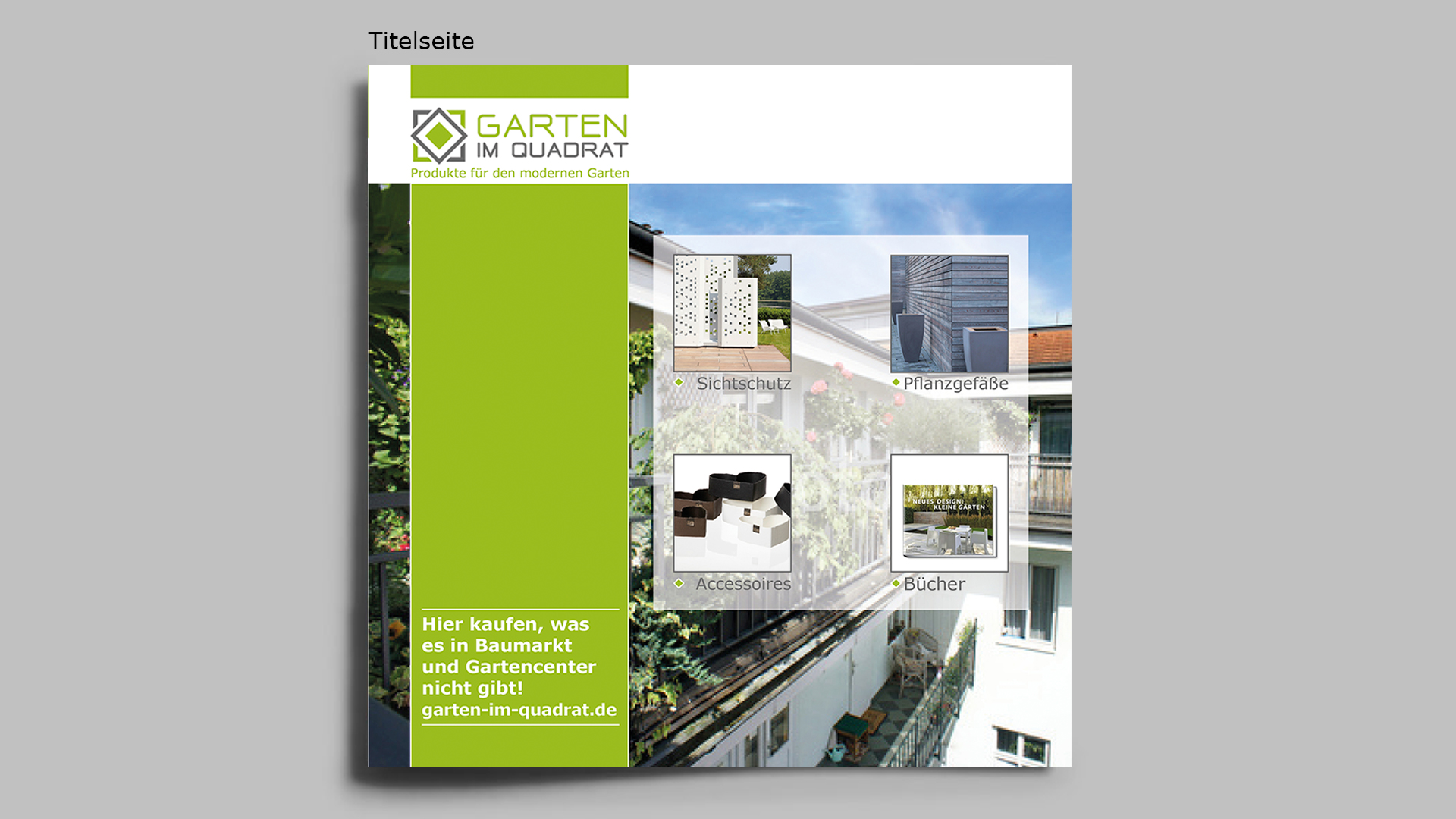 Flyer für Online-Shop mit modernen Gartenprodukten - puristisch und hochwertig