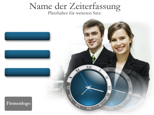 Startbildschirm für Zeiterfassungssoftware