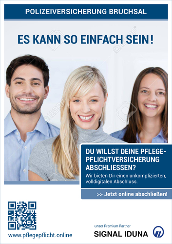 Plakat-Design für Online-Abschluss einer Pflegepflichtversicherung