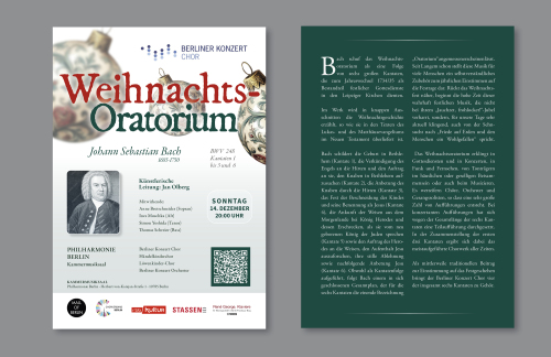 Flyer Weihnachtsoratorium, Philharmonie, Berliner Konzert Chor/Berliner Konzert Orchester,  Philharmonie