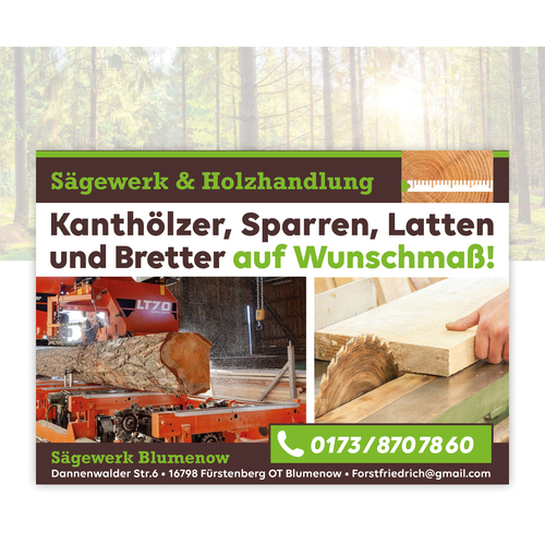 Plakat-Design für Werbung für ein Sägewerk