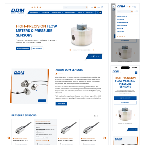 Webdesign für einen Hersteller von hochpräzisen Durchflussmessern und Drucksensoren