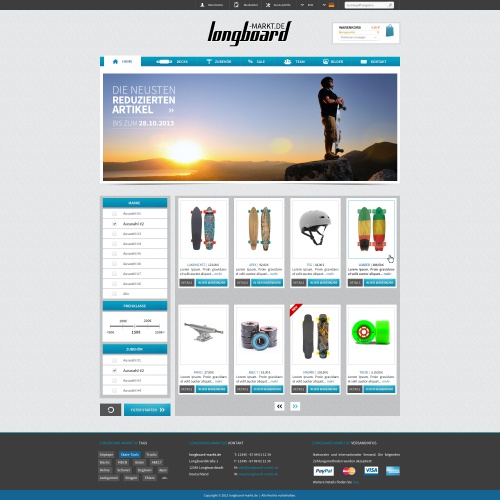 Layout für Longboardshop