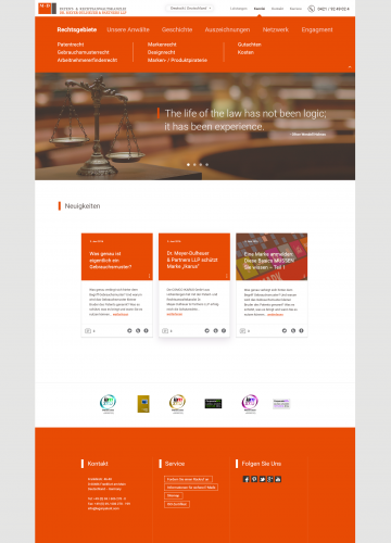 Puristisch-modernes Webdesign für eine Anwaltskanzlei