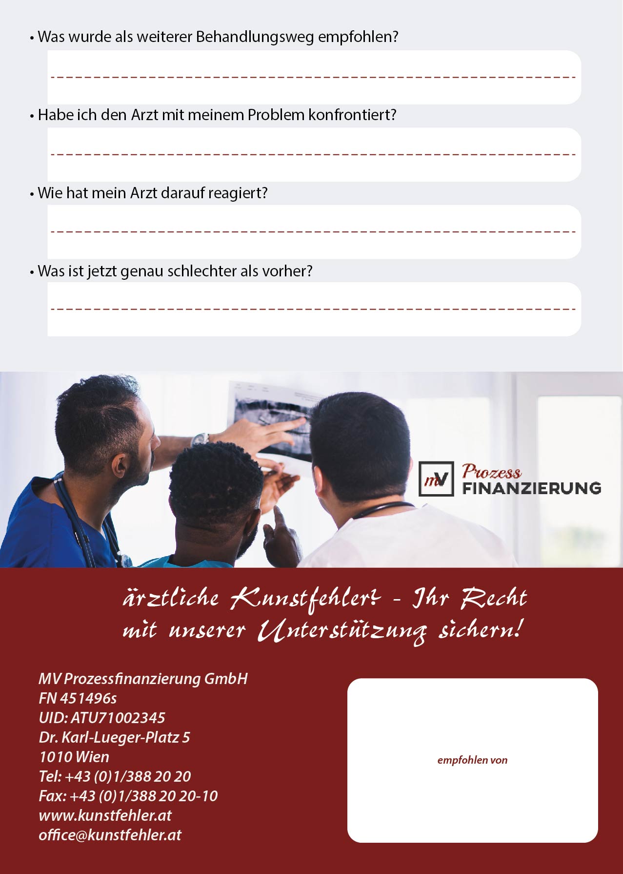 Flyer-Design für Prozessfinanzierungsfirma