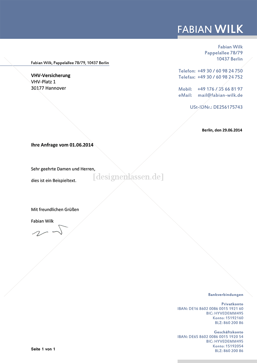 Briefpapier für privaten Gebrauch