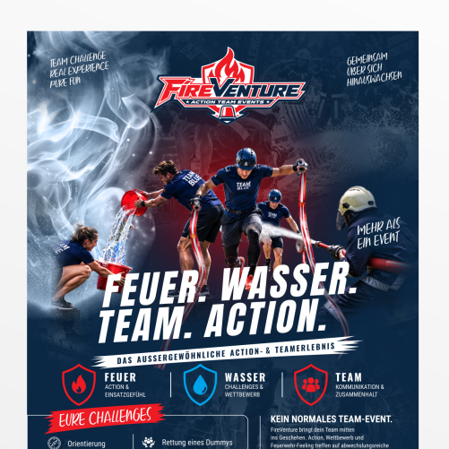 Flyer für Action-, Erlebnis- und Teambuilding-Konzept