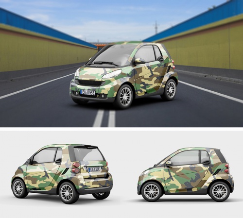 Camouflage Smart fortwo car-wrapping  Digitaldruck Design