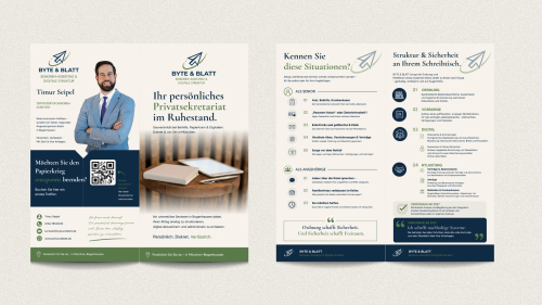 Flyer für Senioren-Assistent mit Fokus auf Digitalisierung