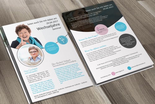 Flyer-Design für spannendes Tagesseminar zum Thema Wechseljahre