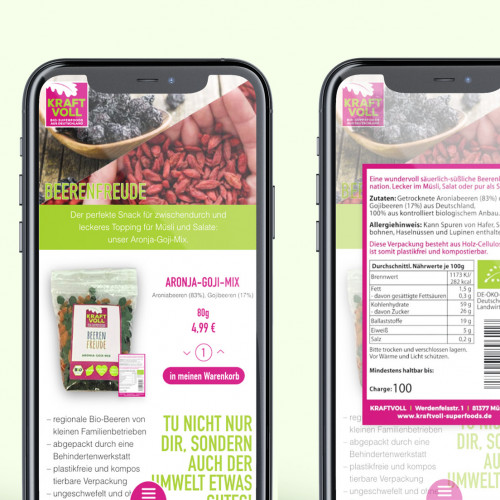 Plastikfreie Bio-Superfoods aus deutschem Anbau - Design Landing Page + Startseite