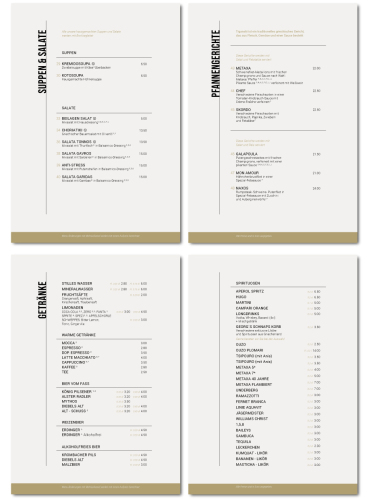 Speisekarten für griechisches Restaurant