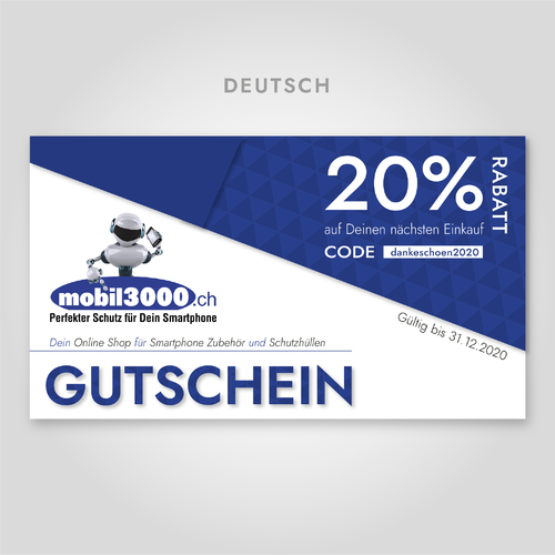 Online Shop für Smartphone Zubehör sucht Visitenkarten-Design/Rabatt-Code