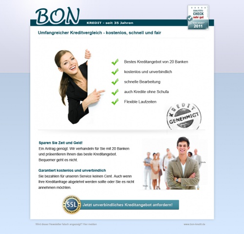 Newsletter (nur grafisch) Kreditvermittlung Bon-Kredit