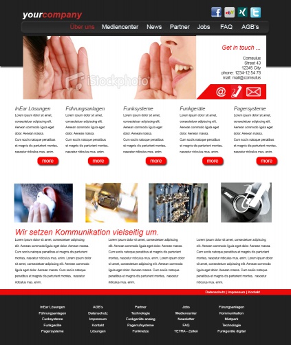 Firmenhomepage für Kommunikationsunternehmen