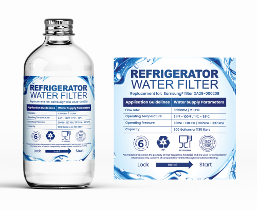 Etiketten auf Kühlschrank Wasserfilter Partone