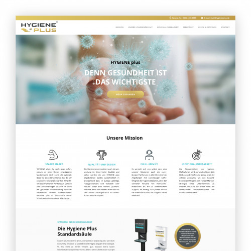 Webdesign für Marke HYGIENE plus