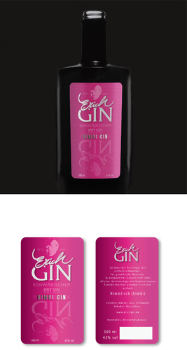 Etiketten-Design für Himbeer-Gin