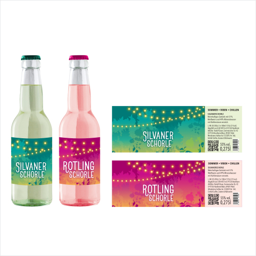 Etiketten für zwei neue Weinschorlen