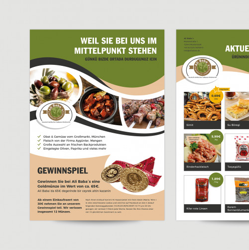 Flyer Design für deutsch-türkischen Lebensmittelmarkt