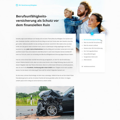  Webdesign für Informationsseite zum Thema Berufsunfähigkeitsversicherung