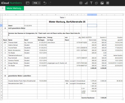 Eine Mieterliste in Apple Numbers erstellen (Vorlage vorhanden)