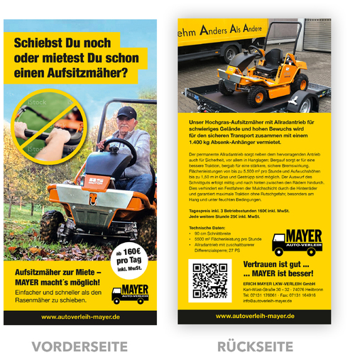 Flyer-Design für Vermietung von Fahrzeugen