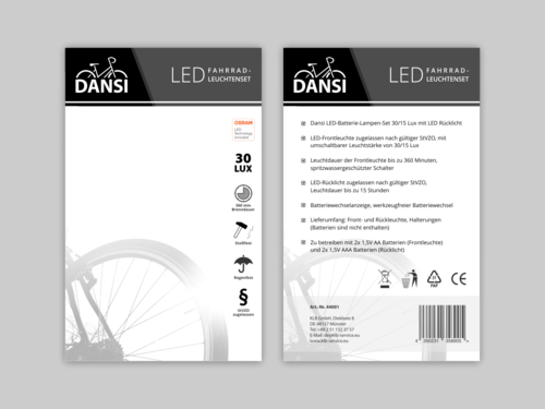 Verpackung für Fahrradbeleuchtung