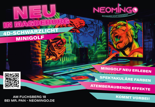 Plakat-Design für 4D-Schwarzlicht-Minigolf