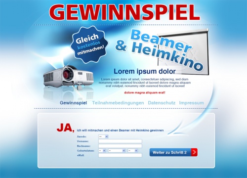 Template für Gewinnspiel Beamer