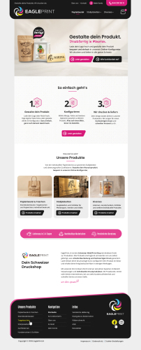 Webdesign für Bedrucken Papiertaschen, Schildern etc.