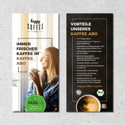  Flyer-Design Happy Coffee - Paketbeileger