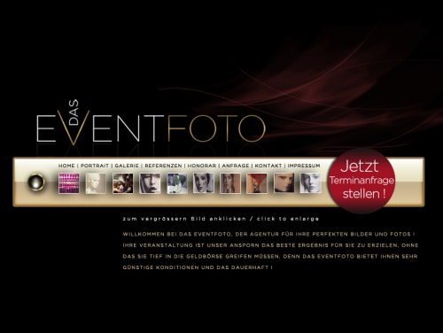 Gestaltung einer Webseite für Eventfotografie