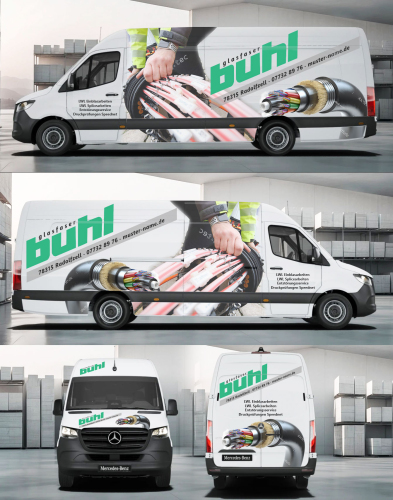 Fahrzeugbeschriftung für Unternehmen im Bereich der Glasfaser-Montage