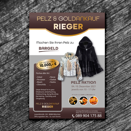 Flyer-Gestaltung für Pelz- & Gold-Ankauf