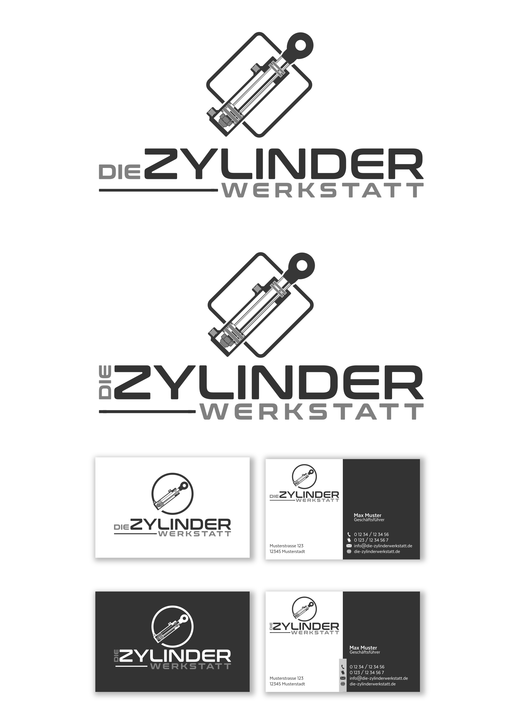 Logo & Visitenkarte für Reparatur von Hydraulikzylindern