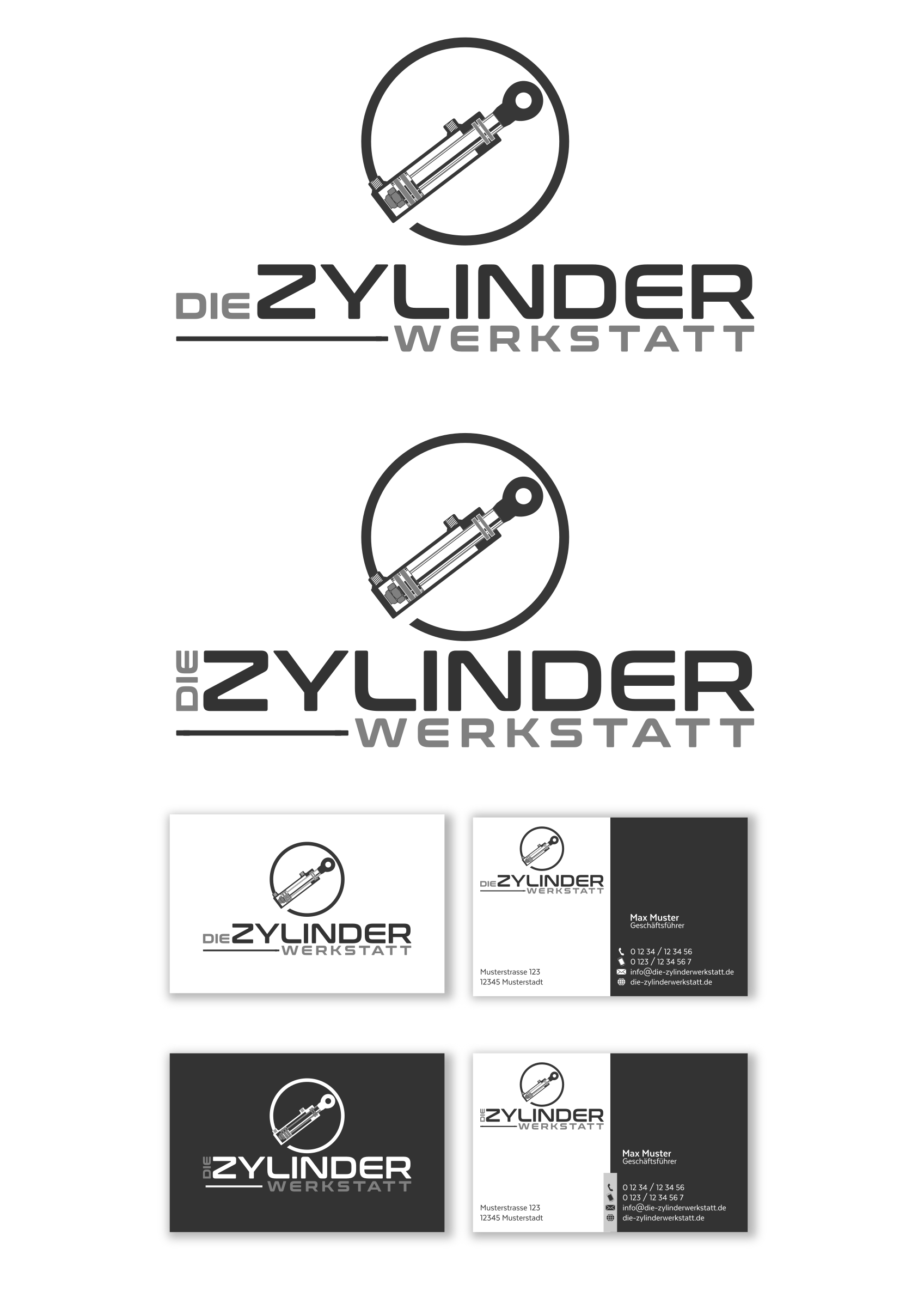 Logo & Visitenkarte für Reparatur von Hydraulikzylindern