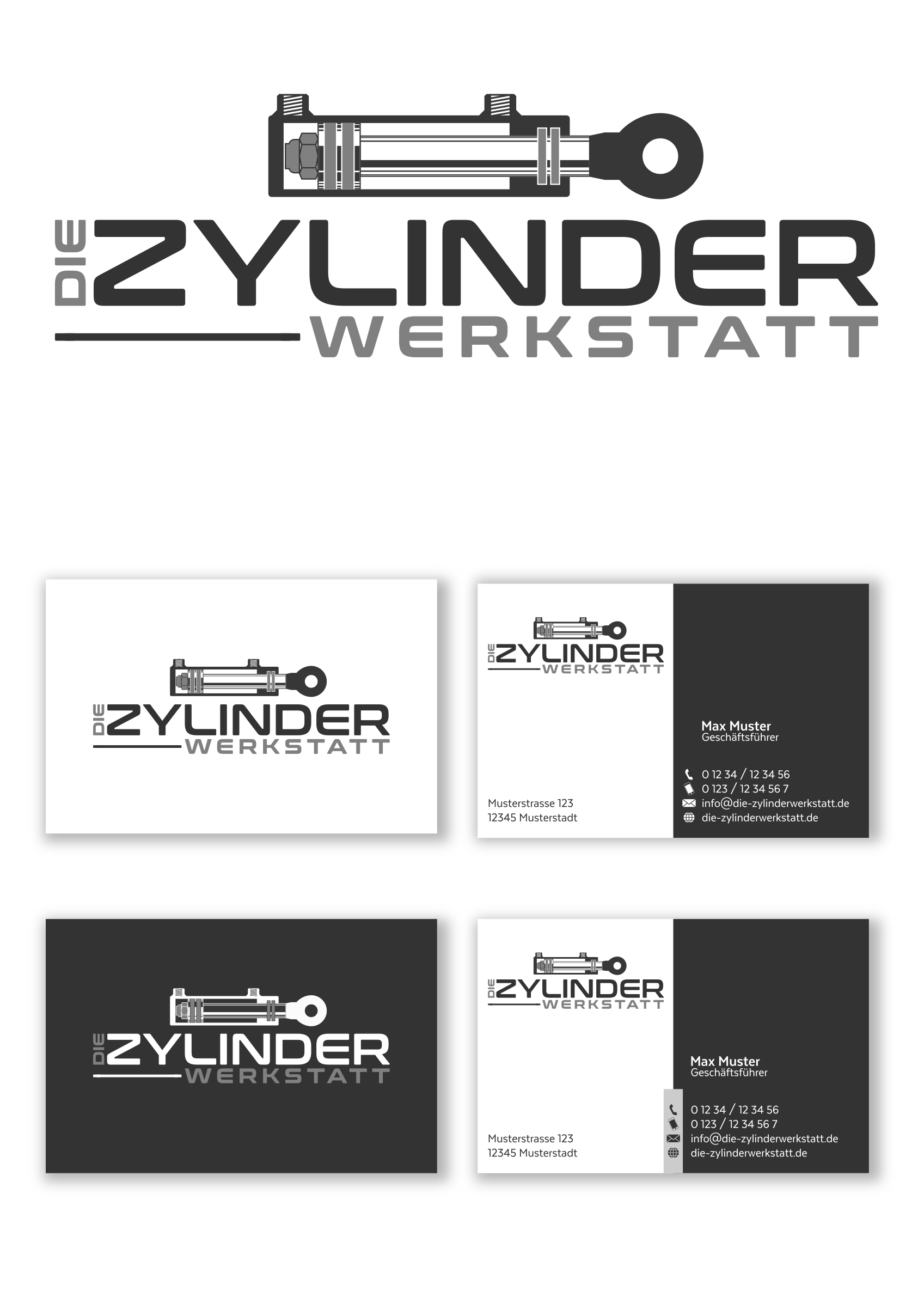 Logo & Visitenkarte für Reparatur von Hydraulikzylindern