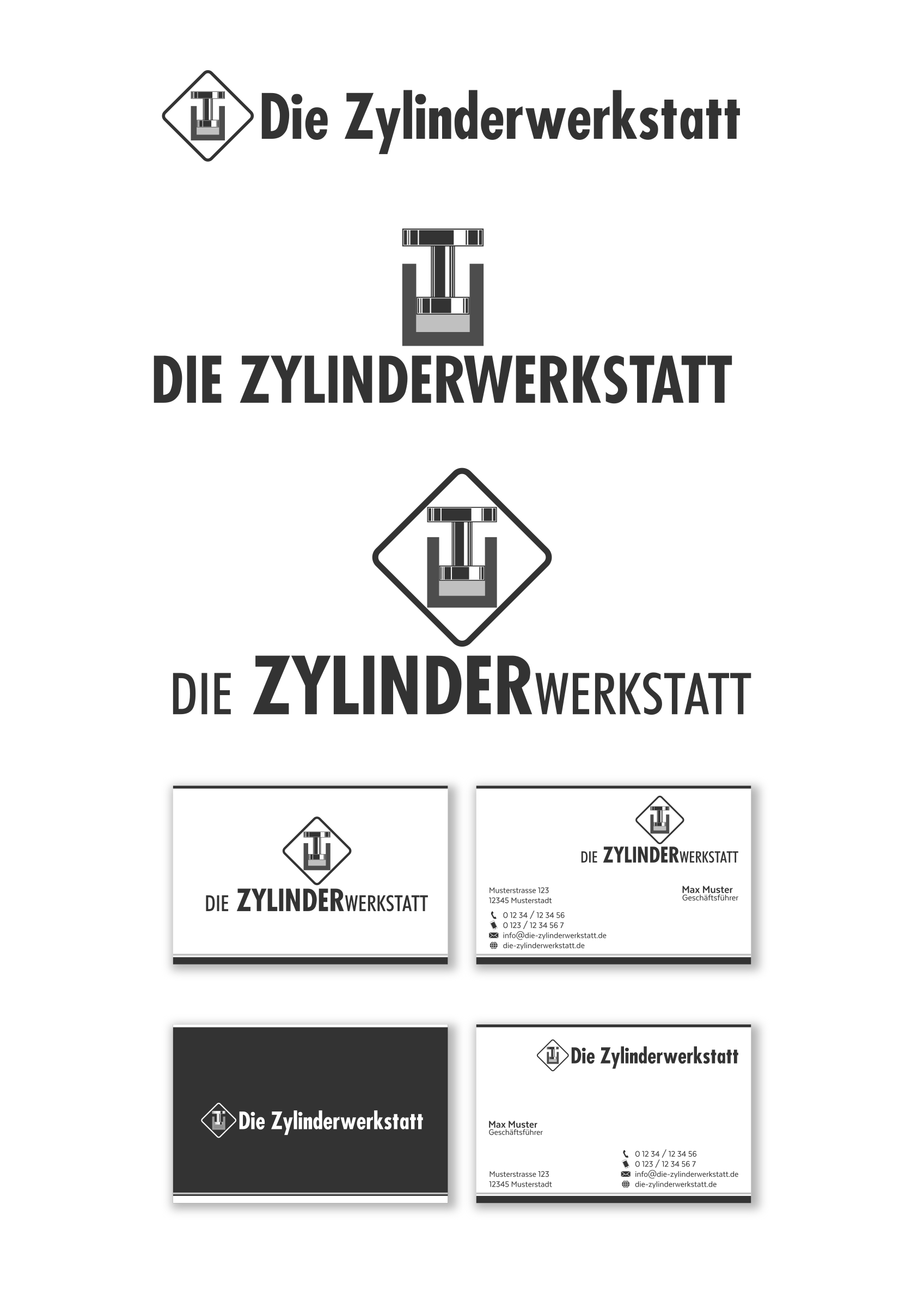 Logo & Visitenkarte für Reparatur von Hydraulikzylindern