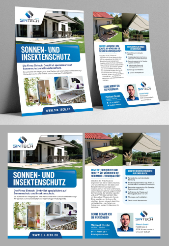 Flyer für Verkauf und Installation von Sonnen- und Insektenschutzprodukten