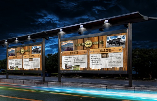 Plakat-Design für eine Ranch mit Gastronomie