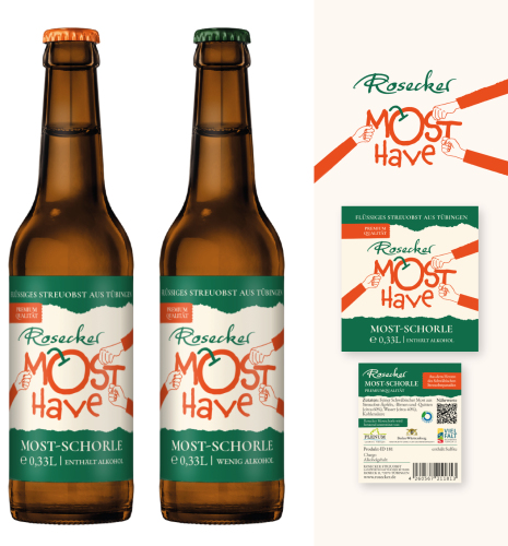 Etiketten-Design für Fruchtsaft-Schorlen und Cider